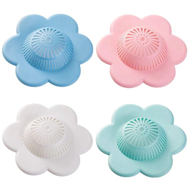 UMBWORLD Hair Catcher Silicone Hair Stopper Shower Drain Covers with Suction Cups Suit for Bathroom Bathtub and Kitchen 4 Pack