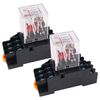 WANGCL 2PCS Mini AC 24V Relay Electromagnetic Switch 8Pin DPDT Relay 2NO+2NC with Socket Base LED Indicator