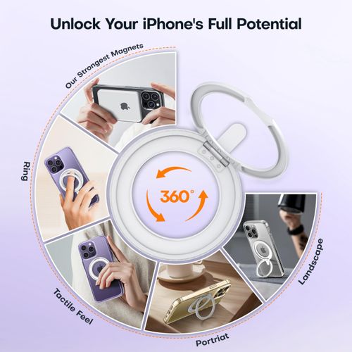 ImpactStrong 360° Rotatable Magnetic Ring Stand for iPhone 14 Pro Max Case [Anti-Yellowing] [for MagSafe Charging] [Military Grade Protection] Heavy Duty Clear Case with Kickstand - Crystal Clear