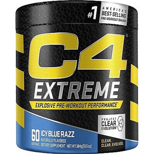 C4 Extreme Pre Workout Powder Icy Blue Razz | Men & Women | 60 Servings 02/2026