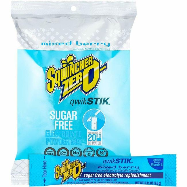 Sqwincher Qwik Stik Sugar Free Electrolyte Hydration Drink Mix MIXED BERRY 50/BG