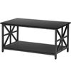 Coffee Table for Living Room Rectangular Center Table with 2 Storage Shelf Black