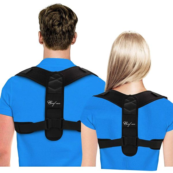 Posture Corrector for Men and Women, Upper Back Brace for Clavicle Support, Adjustable Back Straightener and Providing Pain Relief from Neck, Back & Shoulder, (Universal) (Black)