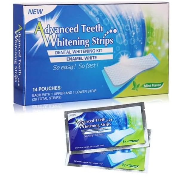 Advanced Whitening Strips for Sensitive Teeth, Gel Strips Kit 14 Pcs 7 Treatments for Teeth Whitening Strips Tooth Whitening Strips for 5D White Teeth Whitening Strips ((7 Pouches - 14 Strips))