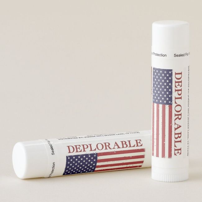 12 Pack Custom "DEPLORABLE PATRIOT" Lip Balm (Spearmint).