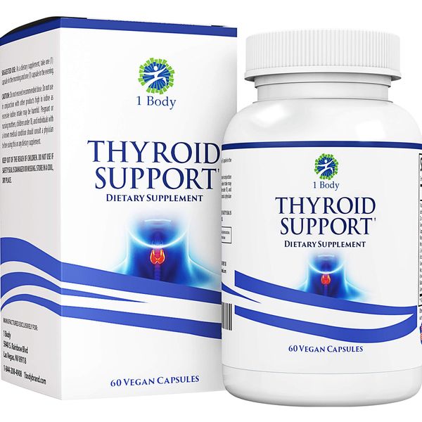 Thyroid Support Iodine Thyroid Energy Focus Formula Vegetarian & Non-GMO Vitamin B12 Complex Zinc Selenium Ashwagandha Copper Thyroid Hormone Function Support, 60 Tablets