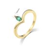 Ladies 9 Carat Gold on Solid 925 Silver Sterling Emerald Wishbone Ring (P)
