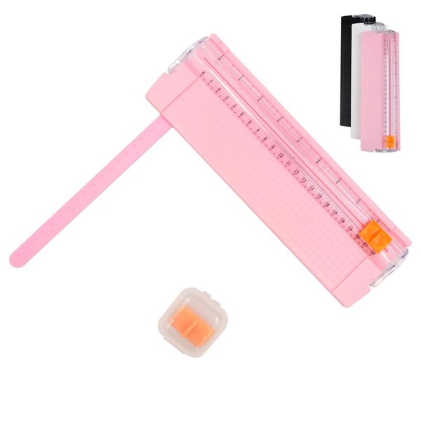 Mini Paper Cutter, Portable Cutter Trimmer A4 A5 Craft Guillotine Paper Trimmer Scrapbooking Tool for Paper Label Card, Craft Paper and Photos Standard Cutting DIY Scrapbook (Pink)