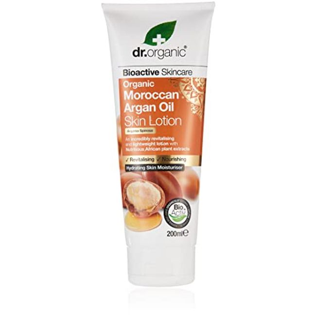 Dr Organic Moroccan Argan Oil Lotion, Moisturising, Normal & Dry Skin, Mens, Womens, Natural, Vegetarian, Cruelty-Free, Paraben & SLS-Free, Organic, 200ml