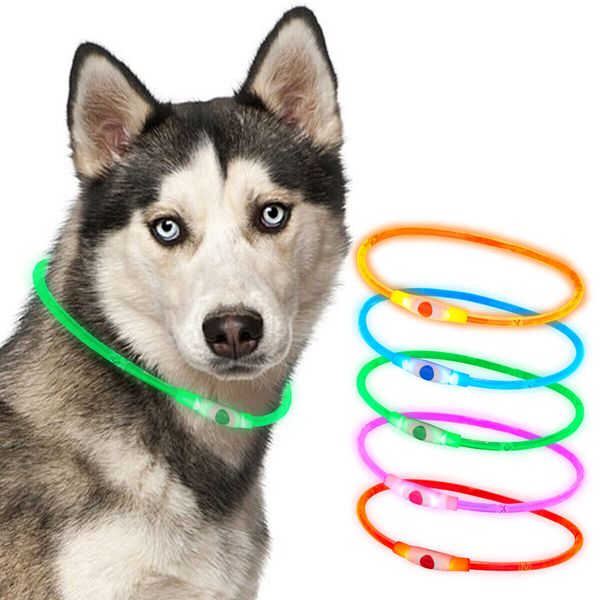 Green USB Rechargeable Flashing LED Dog Collar Pet Night Safety Light Adjustable