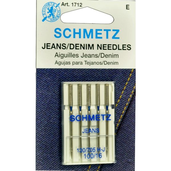 Schmetz Jeans (Denim) Household Sewing Machine Needles, Size: 100/16