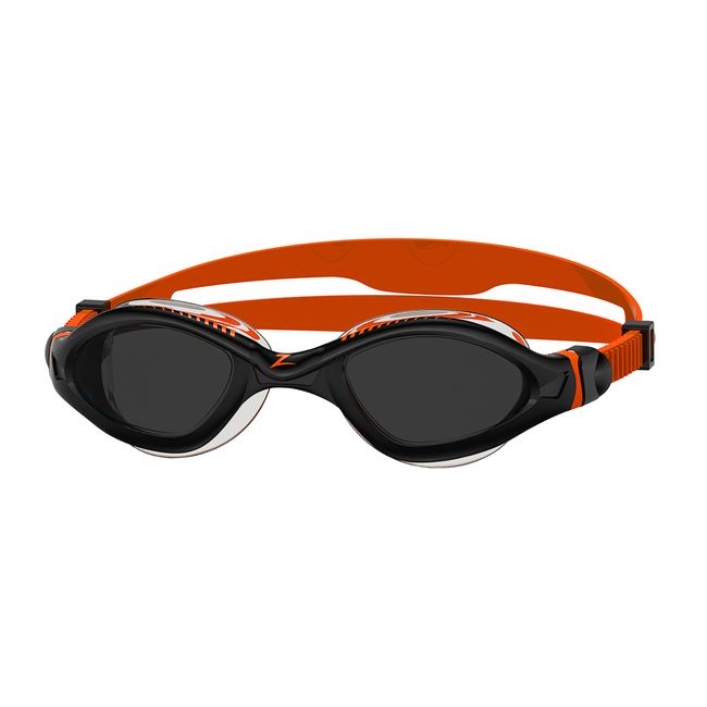 Zoggs Tiger LSR+ Smoke Tint (Smaller Fit) Schwimmbrille für Erwachsene, Schwarz/Orange/getönter Rauch