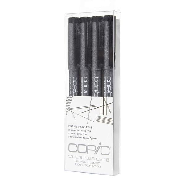 Copic Markers Multiliner Fine Pigment Based Ink, 4-Piece Set