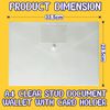 A4 Plastic Wallets Clear Popper Wallet Envelope Folders Transparent School Document Folder Press Stud Wallet Carry File Pockets with Button Closure/Insert-CC on Closing Flap (30)