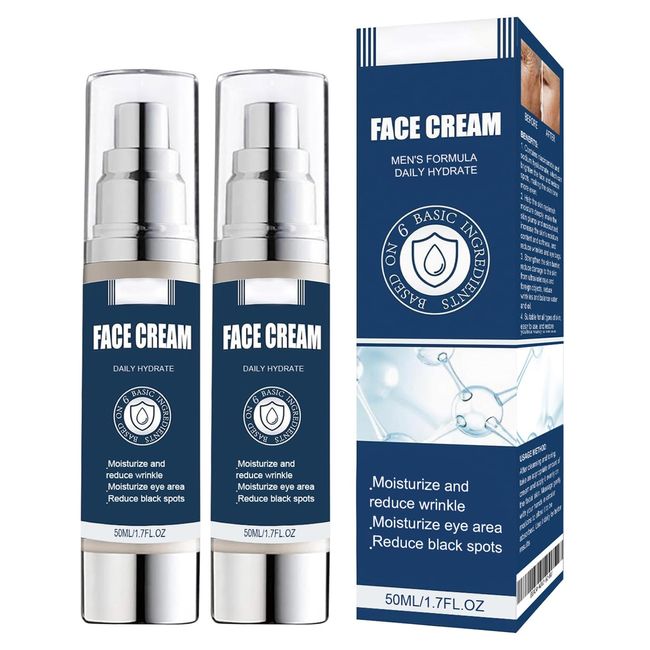 2pcs 6 in1 Face Cream for Men Eye Bags, Men's Face Cream Moisturiser, Men's Anti Ageing Face Cream, Anti-Wrinkle & Firming Face Moisturizer for Men of All Skin Tones