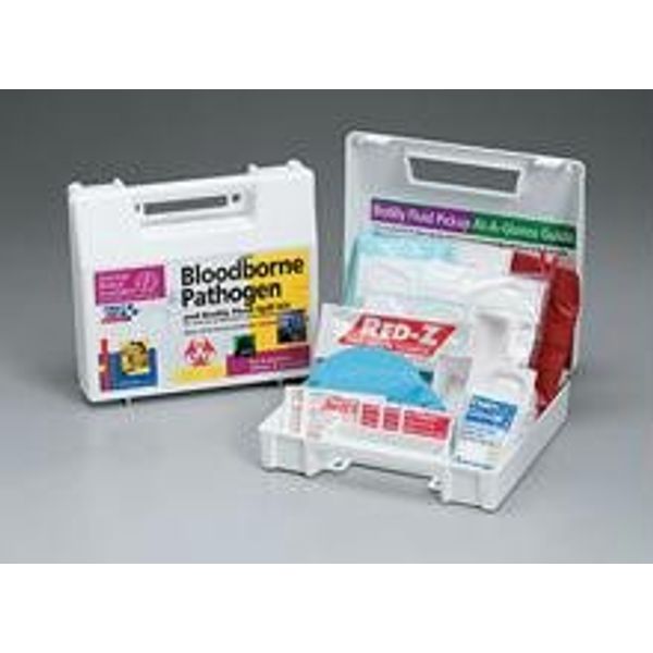 21 piece Bloodborne pathogen bodily fluid spill kit, plastic case, 1 ea.