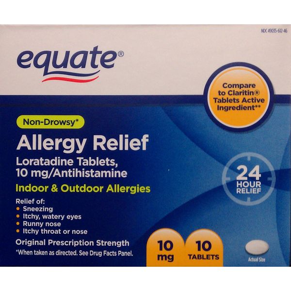 Equate Non Drowsy Allergy Relief 10mg/10 tabs