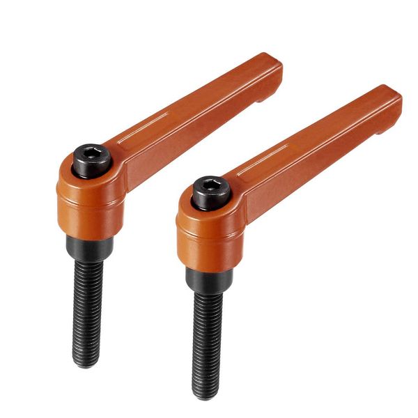 sourcing map M8 X 40mm Handle Adjustable Clamping Lever Thread Push Button Ratchet Male Threaded Stud Knobs Rotating Screw Handles Bolts with Locking Lever Orange 2pcs