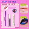 Likesing Pack of 6 Lipstick 3-in-1 Eyeliner Black Set Lipstick 24 Hours Hold Lip Gloss Eyeshadow Pencil Lip Liner Waterproof Long Lasting Lip Balm Eyeshadow Pen Eye Makeup Women