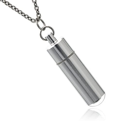 Napist NPN183 Portable Medicine Waterproof Pill Case, Aluminum, 0.1 inch (3 mm), 27.6 inches (70 cm), Stainless Steel, Chain with Belt Holder, Stainless Steel, No Stone