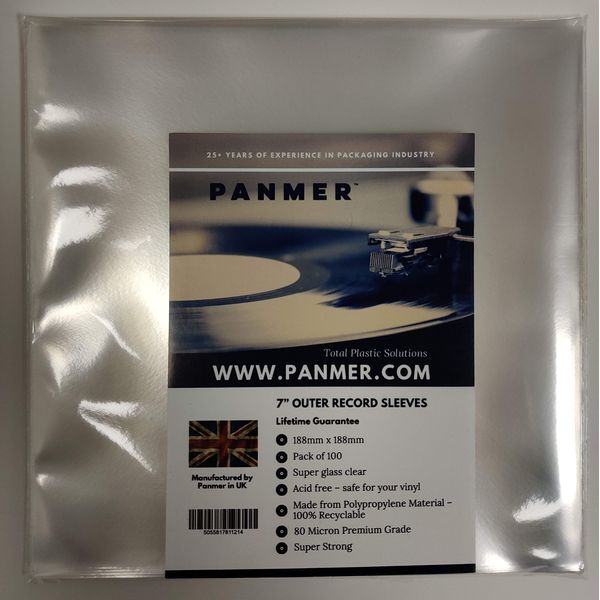 7" Outer Clear Vinyl Record Sleeves Polypropylene 80 Micron x 100