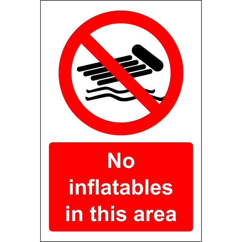 No inflatables in this area swimming pool Safety sign - Self adhesive ...