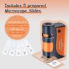 Pocket Microscope 60-120x Zoom with LED, Handheld Microscopes for Children, Portable Mini Microscope with 5 Microscope Objects for Learning, Education and Exploring (Orange)