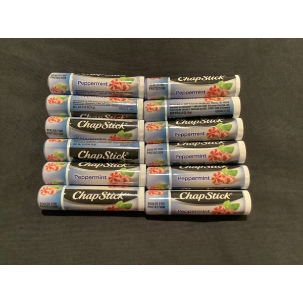 ~ 12 Tubes Sealed New Chapstick Peppermint Lip Balm .15 Oz  ~