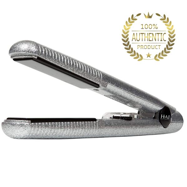 HAI 1 Inch Tri-Diamond Flat Iron - Dual Voltage Hair Straightener - Hair Flat Iron Up to 450°F for All Hair Types - Professional Fast Heating & Auto Shut-Off After 60-Minutes - Dazzling Glitter Silver