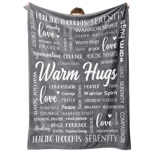 Afterprints Warm Hugs Healing Blanket - Get Well Soon Gifts for Women Men, Cancer Care, Chemo, After Surgery, Thinking of You Gifts, Soft Throw Blanket 60" x80''