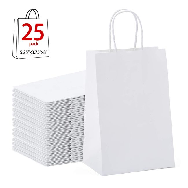 25 Pcs Black Kraft Gift Bags With Handles ,Shopping Bags,Craft