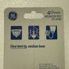 12 GE Light Bulbs 40Watts Bent Tip Crystal Clear Medium Base Decorative NEW 6-pk