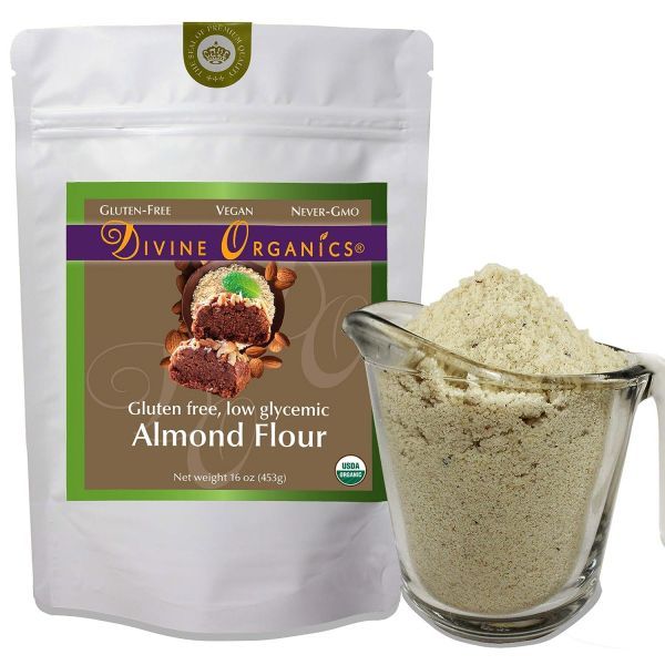 16 oz Organic Almond Flour from Divine Organics Gluten Free Low Glycemic Non-GMO, 1 lb (1 Pack)