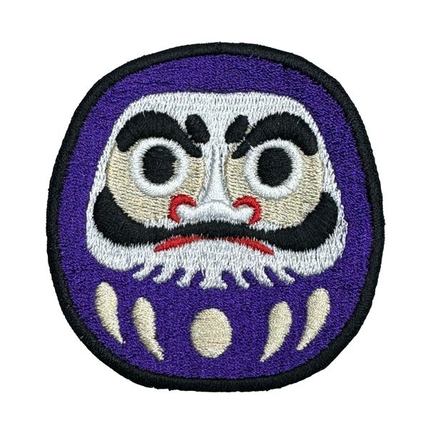 Daruma Iron-on Patch (Purple) Japanese Culture, Good Health; 3" size