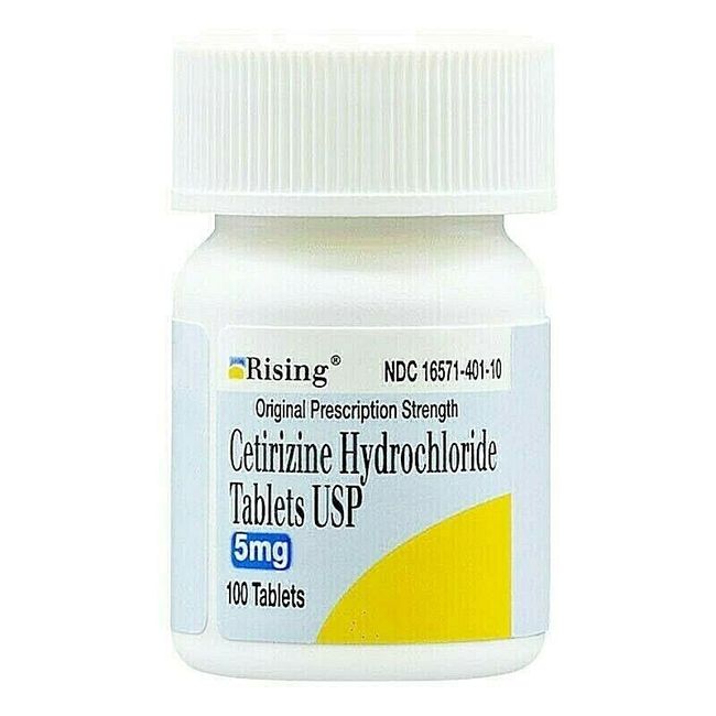 Rising Cetirizine HCL 5mg 100 Tabs Allergy Relief Antihistamine Generic Zyrtec