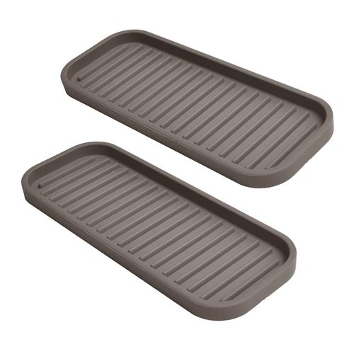 Gosmol Silicone Sponge Holder Kitchen Sink Organizer Tray Dish Caddy Soap Dispenser, Scrubber Spoon Holder,Dishwashing Accessories 2 Pack (Brown)