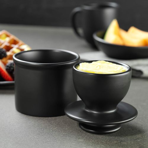 Butter Bell - The Original Butter Bell crock by L Tremain, a Countertop French Ceramic Butter Dish Keeper for Spreadable Butter, Matte Black