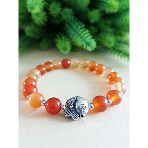 Petit carp (silver 925 oil painting) symbol of wish fulfillment, passing exams, employment, promotion, wish bracelet, prayer bracelet