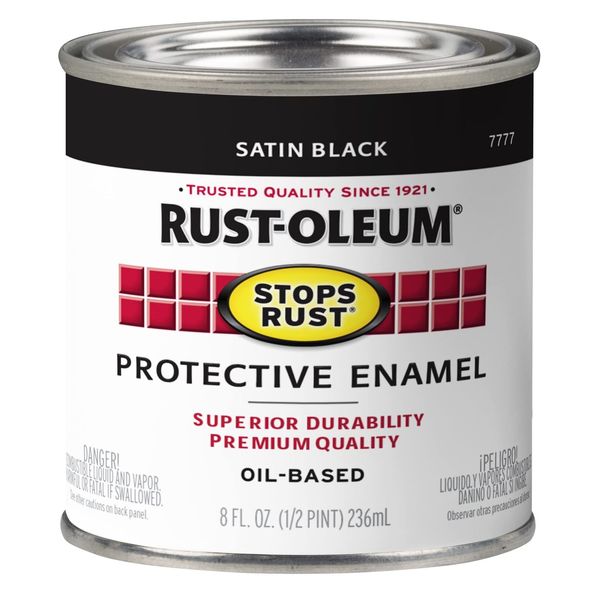 Rust Oleum Stops Rust Satin Black Protective Enamel Paint 8 Oz Weather Resistant