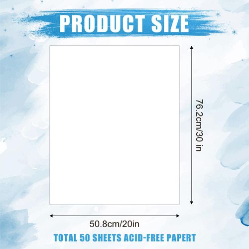 50 Sheets Acid-Free Tissue Paper, 20x30 Inch Acid-Free Wrapping Tissue Paper for Clothing Storage Archival Tissue Paper Acid-Free Paper for Protecting Storing Clothes Crafts (White)