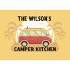 Personalised Camper Kitchen Glass Cutting Board, Worktop Saver - Chopping VW Van (Medium)