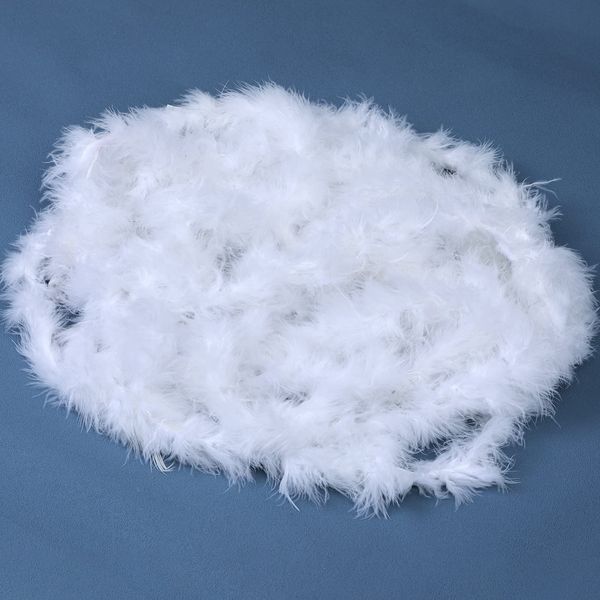 5Pcs x 2M Christmas Tree White Feather Boa, Feather Garland Fluffy Boa Ribbon, White Christmas Decorations Feather Boa Strip for Xmas Tree Indoor Outdoor Wedding Party Decor