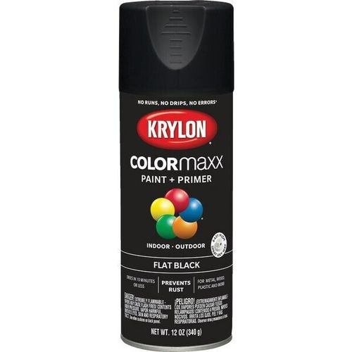 12-Krylon ColorMaxx 12 Oz. Flat Spray Paint, Black Model: K05546007