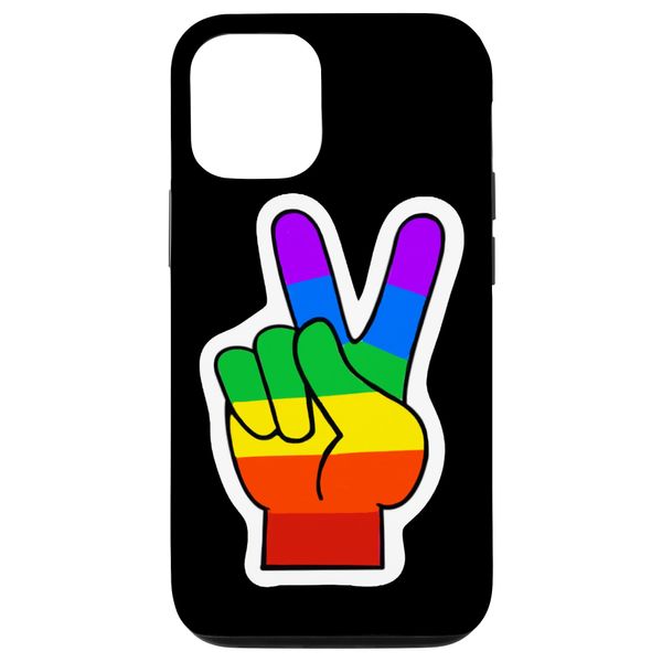 iPhone 15 Pro Peace Sign Hand Rainbow Flag Design Case