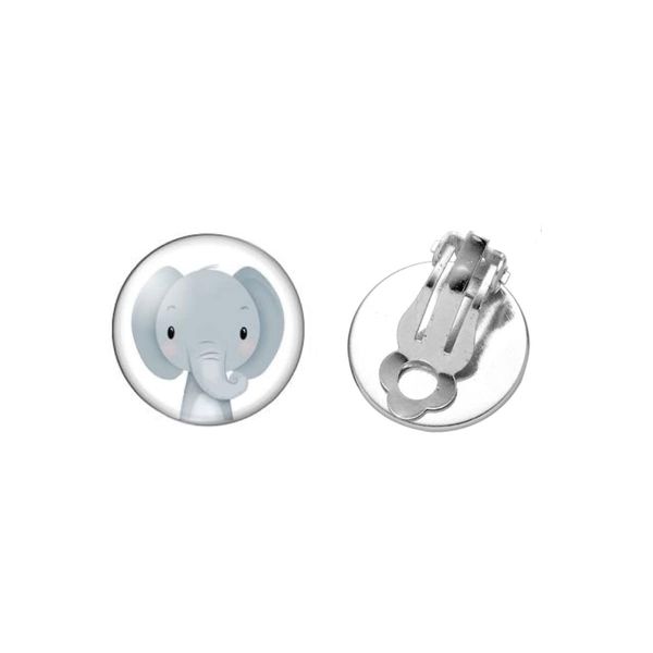 Cartoon Animal Clip On Earrings (Elephant)