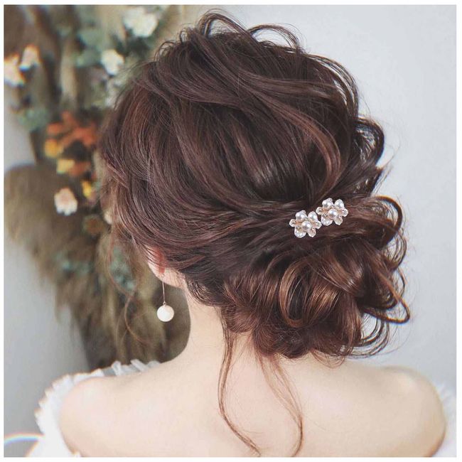 Yheakne Perle Kristall Hochzeit Haarnadeln Gold Blume Perle Haarnadeln Barrette Vintage Haarspange Pins Dekorative Bobby Pin Boho Haarspange Braut Haarschmuck Für Frauen Und Mädchen 2pcs (mit Perle)