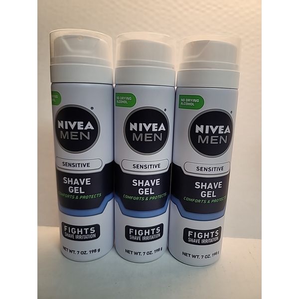 3x Nivea Men Shaving Gel Sensitive Skin - 7 oz New