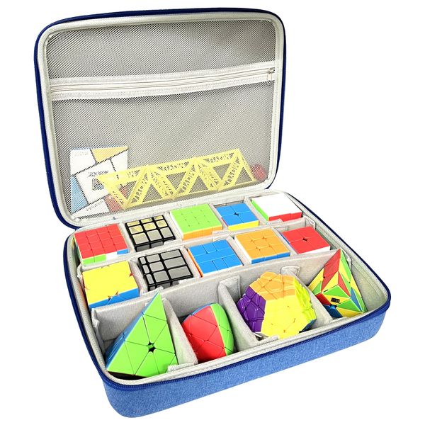 LeoTube Speed Cube Hard EVA Case Bag Compatible with Shashibo/for Rubik’s/for Jurnwey/for Roxenda Brain Teaser Fidget Toy. Storage Travel Holder for Cube Puzzle Travel Game (Case Only) (Blue)