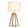 Simple Designs LT1069-NWH Interlocked Triangular Natural Wood Table Lamp with White Fabric Shade