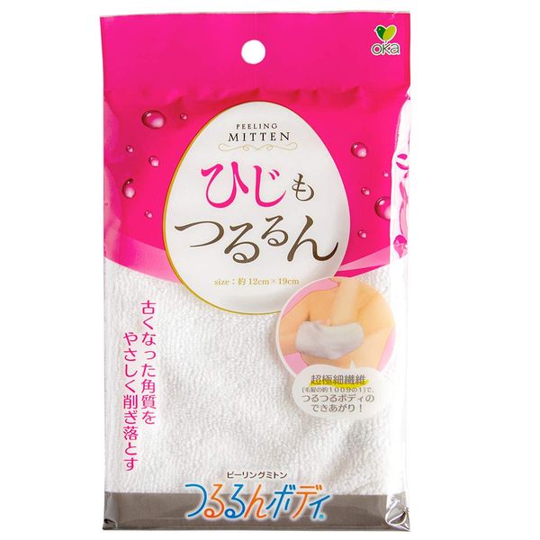 OKA 4548622755138 Tsururun Body Rize Peeling Mittens, White (Microfiber) 4.7 x 7.5 inches (12 x 19 cm)